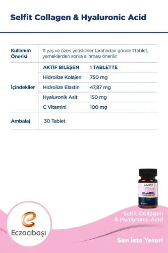 Collagen & Hyaluronic Acid 30 Tablets - SELFIT (1)