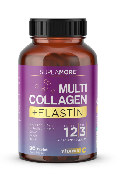 Collagen Multi Collagen & Elastin Type 1 Type 2 Type 3 Hydrolyzed Collagen 90 Tablets - 7