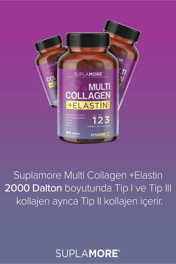 Collagen Multi Collagen & Elastin Type 1 Type 2 Type 3 Hydrolyzed Collagen 90 Tablets - 10