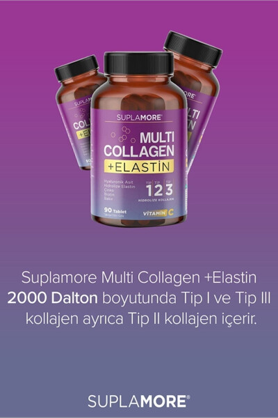 Collagen Multi Collagen & Elastin Type 1 Type 2 Type 3 Hydrolyzed Collagen 90 Tablets - 4