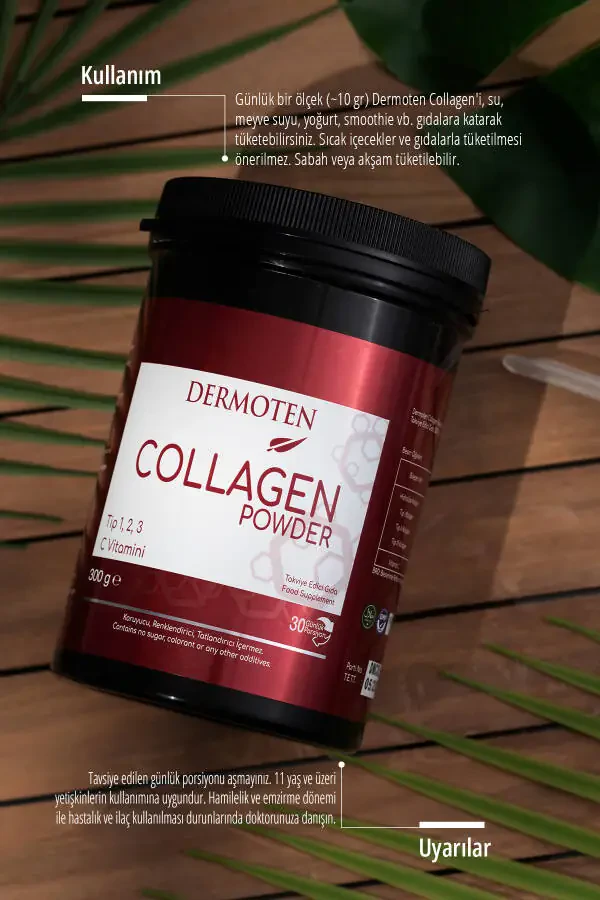 Collagen Plus Powder 300 Gr Type 1 - Type 2 - Type 3 - With Vitamin C 30 x 10,000 Mg Collagen Powder - 4