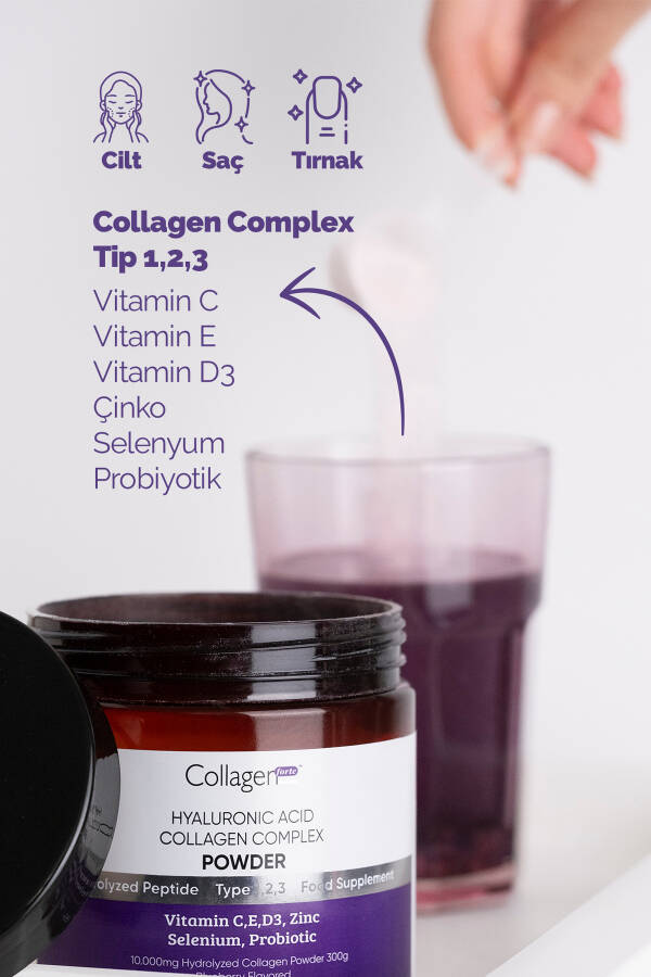 Collagen Powder 300g. Collagen, Probiotics, Biotin, Multivitamin, Forest Fruit Flavored - 2