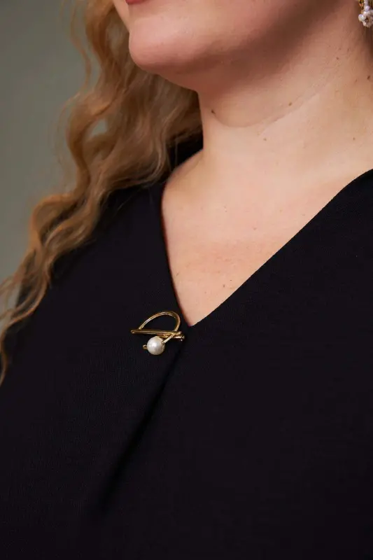 Collar Detailed Plus Size Black Blouse - 3