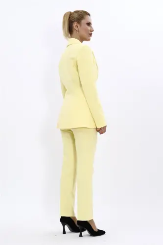 Collared Classic Jacket & Flare Leg Pants Set-Yellow-Yellow - ÖNDER ÖZSOY (1)