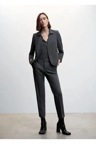 Collarless Fabric Jacket - MANGO (1)