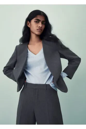 Collarless Fabric Jacket - 6