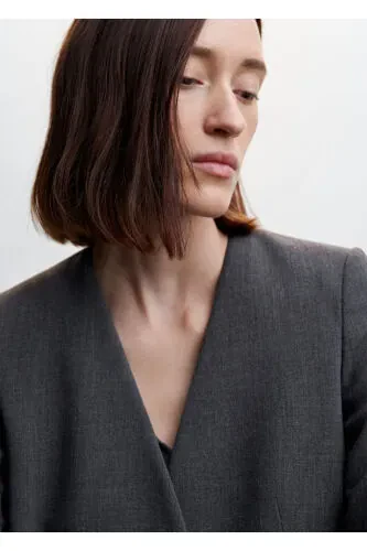 Collarless Fabric Jacket - 7