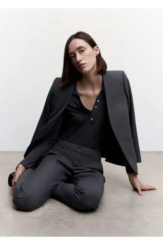 Collarless Fabric Jacket - 8