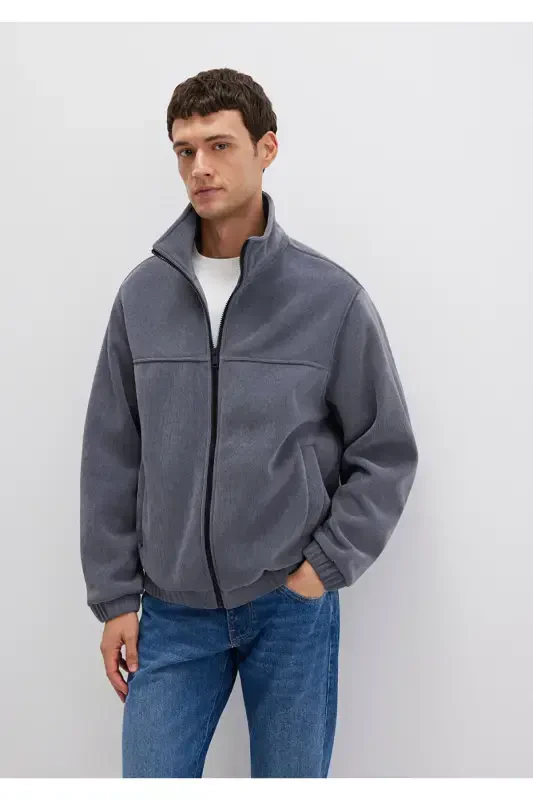 Collarless, navy blue jacket, loose fit. (0110369-80776) - MAVI