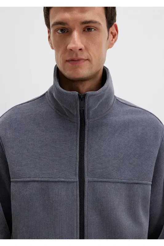 Collarless, navy blue jacket, loose fit. (0110369-80776) - 6