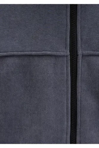 Collarless, navy blue jacket, loose fit. (0110369-80776) - 8