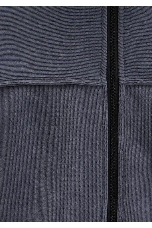 Collarless, navy blue jacket, loose fit. (0110369-80776) - 8