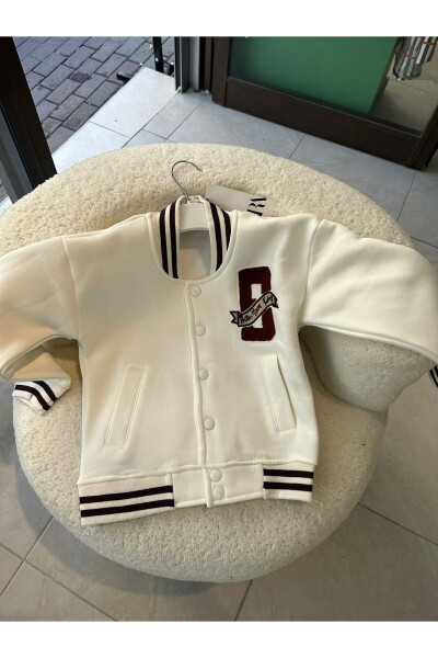 College Jacket Generic Brand Fleece Cream - 4