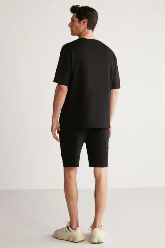 Colombıa Erkak 2'li Set Comfort Fit Rahat Kalıp Yazı Nakışlı Şardonsuz Siyah Eşofman Takımı-Siyah - 5