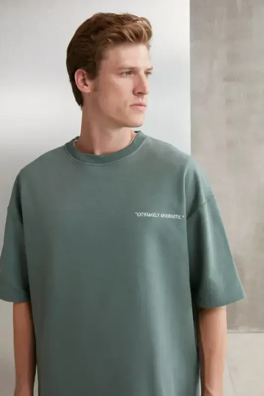 Colombia Men's 2-Piece Set Comfort Fit Relaxed Fit Embroidered Text Non-Raised Green Tracksuit-Green - 7