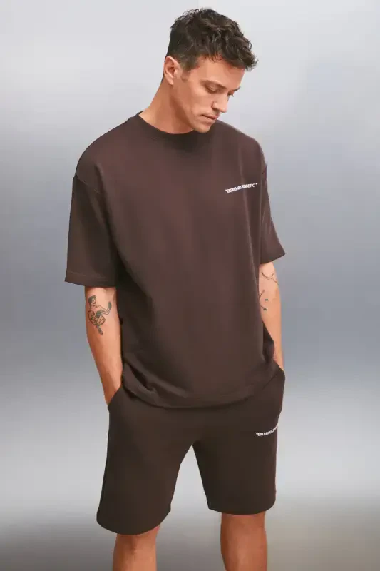 Colombia Men's 2-Piece Set Comfort Fit Relaxed Fit Embroidered Text Unlined Brown Tracksuit-Brown - 6