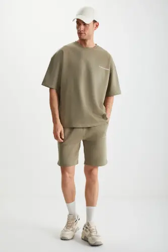 Colombıa Men's 2-Piece Set Comfort Fit Relaxed Fit Embroidered Text Unlined Khaki Tracksuit-Khaki - 5