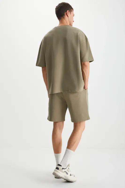 Colombıa Men's 2-Piece Set Comfort Fit Relaxed Fit Embroidered Text Unlined Khaki Tracksuit-Khaki - 6