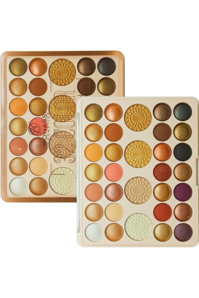 Color 32 Eyeshadow Palette with 4 Large Highlighting Shades - RS RONASSI COSMETICS