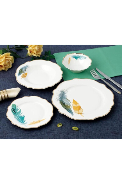 Color Wing 24 Piece 6 Person Bone Porcelain Dinner Set - 10