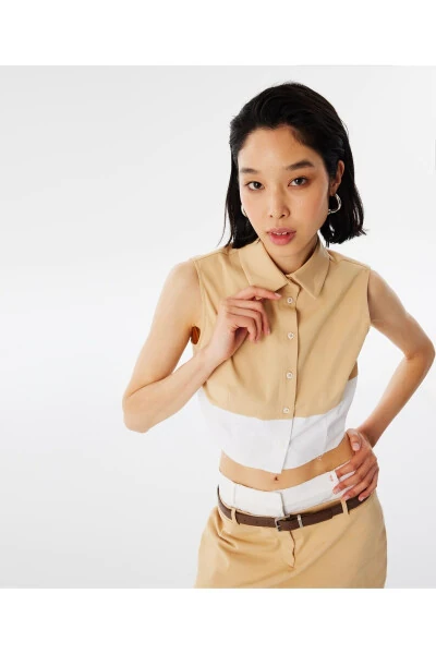 Colorblock cropped shirt - 8