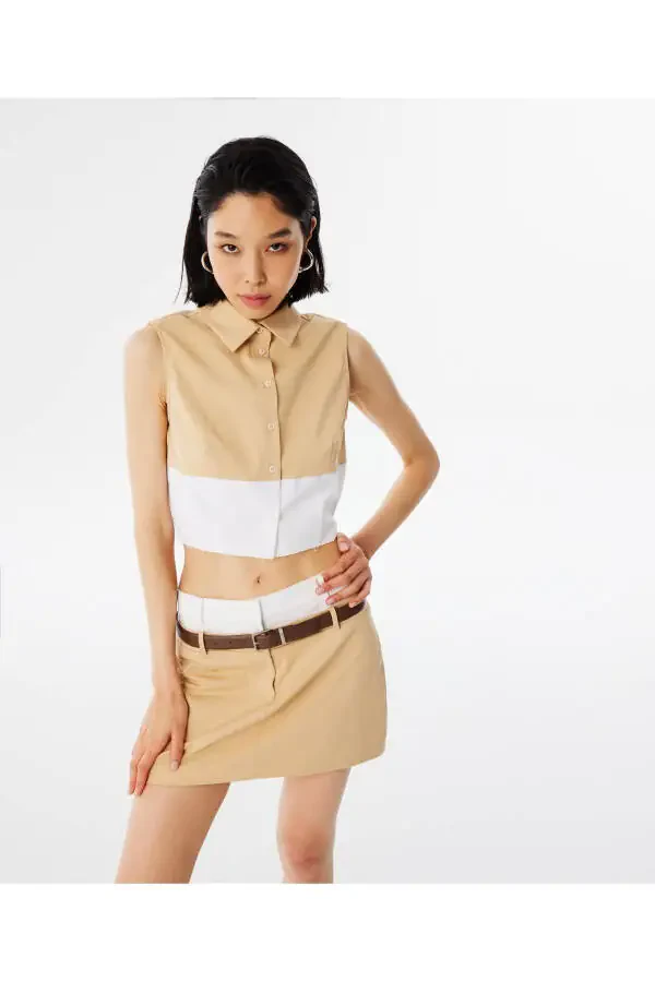 Colorblock cropped shirt - 9