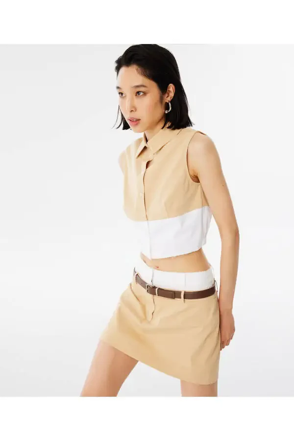 Colorblock cropped shirt - 13