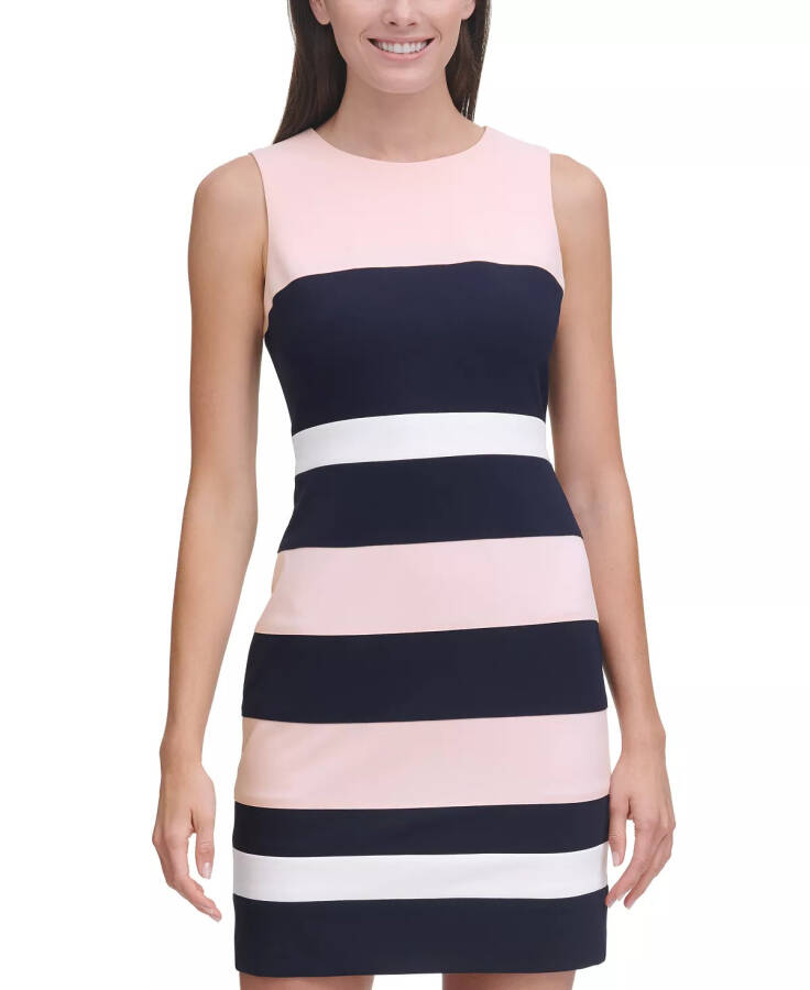 Colorblock Sheath Dress Ballerina Pink/Navy/Ivory - 3