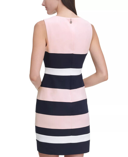 Colorblock Sheath Dress Ballerina Pink/Navy/Ivory - 4