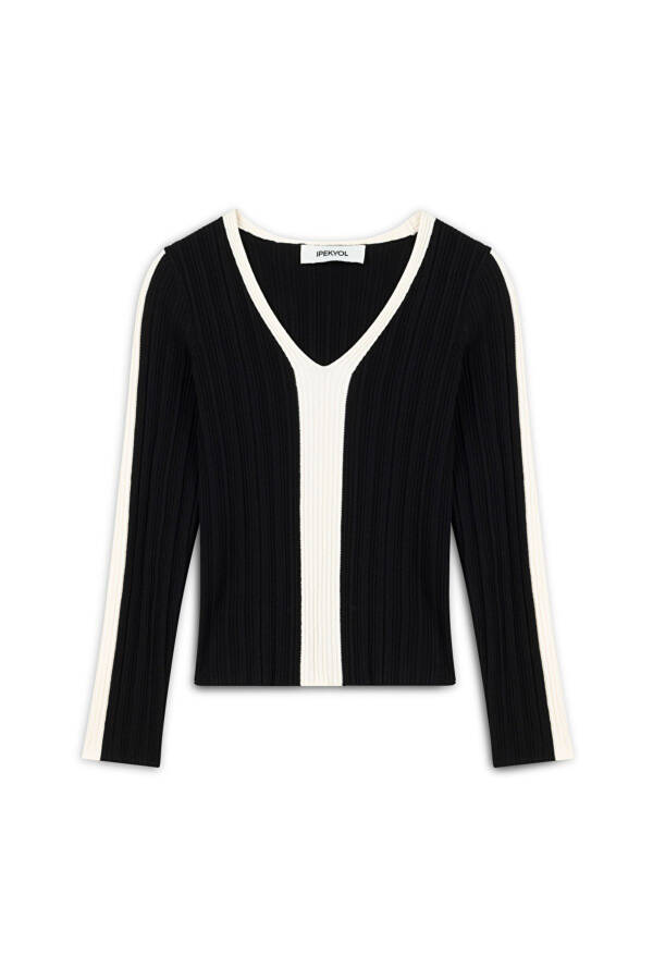 Colorblock V-Neck Knitwear - 3