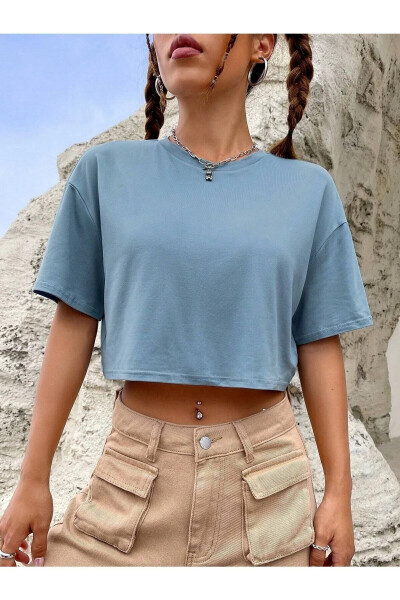 Colored Oversize Crop Tshirt - 7