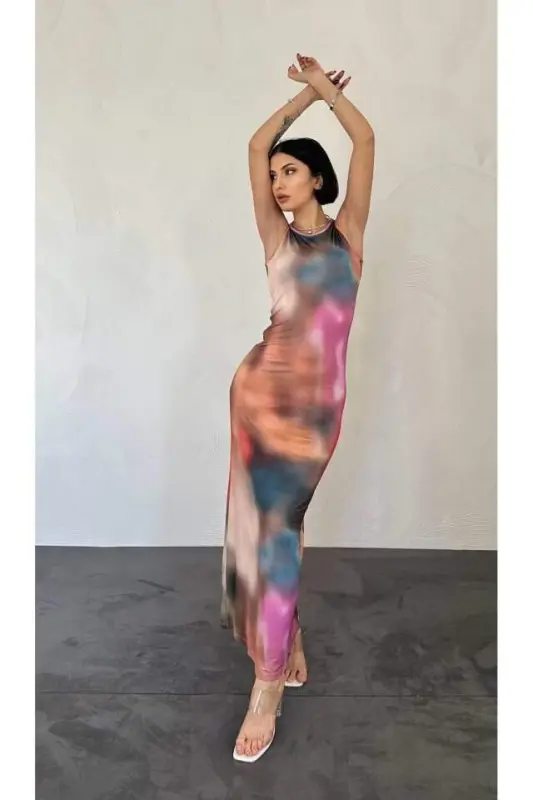 Colorful Batik Patterned Dress - 1