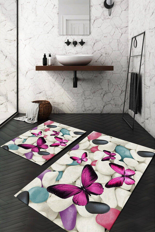 Colorful Butterfly and Stone Pattern Rug Set (60X100/40X60) - Cp26 - 1