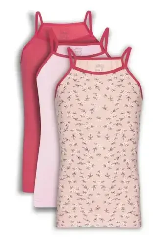 Colorful Girls String Tank Cotton Lycra 3 Pack - 1