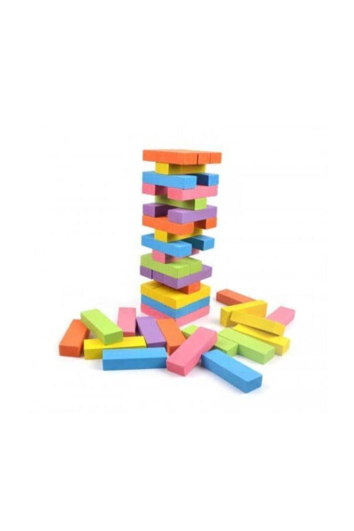 Colorful Large Size Natural Wooden Balance Game Tower Game 54 Pieces Colorful - 1