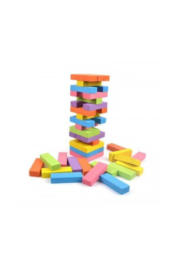 Colorful Large Size Natural Wooden Balance Game Tower Game 54 Pieces Colorful - 1