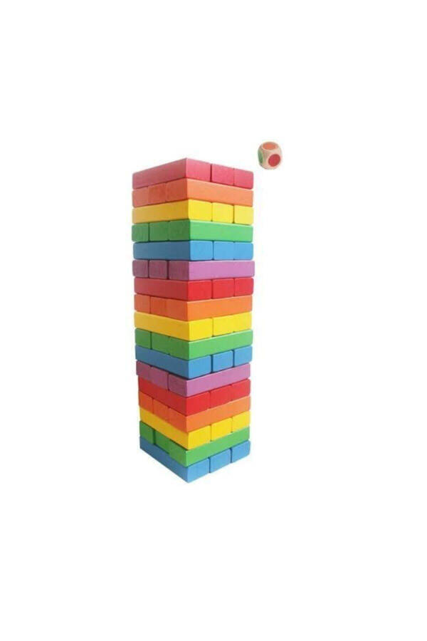 Colorful Large Size Natural Wooden Balance Game Tower Game 54 Pieces Colorful - 2