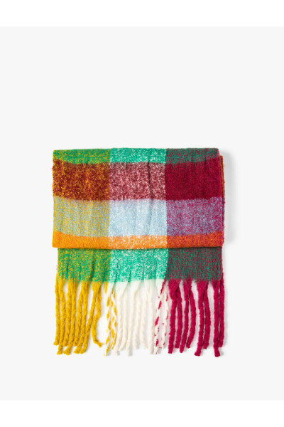 Colorful, long, fringed and soft textured scarf - 5