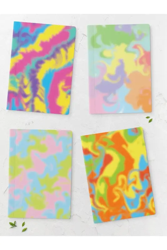 Colorful Notebook Set - Colored Notebook - 4 Pieces - 14cm*20cm - 64 Pages - Colorful XII - 1