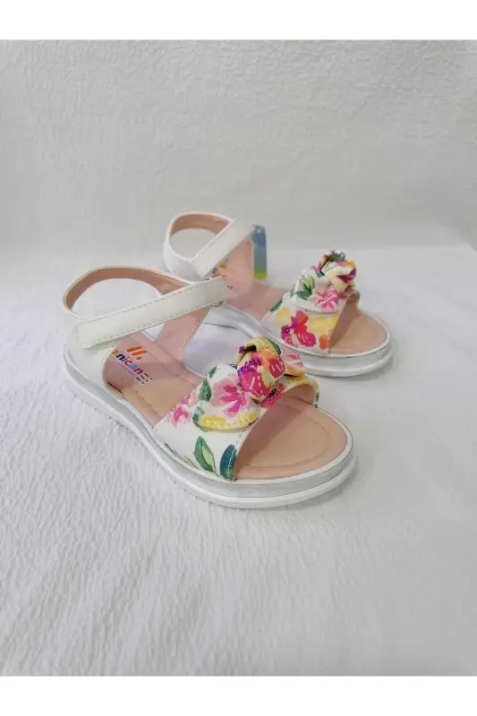 COLORFUL SOLE PADDED GIRL SANDAL-WHITE - ÖZGÜR KIDS