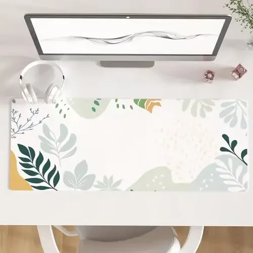 Colorful Star Abstract Boho Large Mouse Pad, Waterproof Green White Desk Mat, Double Sided Computer Gaming Mouse Pad, XL Full Desk Mousepad Non Slip Writing Pad for School Office Home 31.5