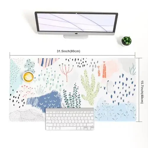 Colorful Star Katta sichqoncha yostig'i, suv o'tkazmaydigan PU teri Abstrakt stol Mat Ayollar qizlar uchun, chiroyli stol aksessuarlari Minimalist uy ofis dekorasi, bolalar Deak Pad sirpanmaydigan yozuv Mat 31.5