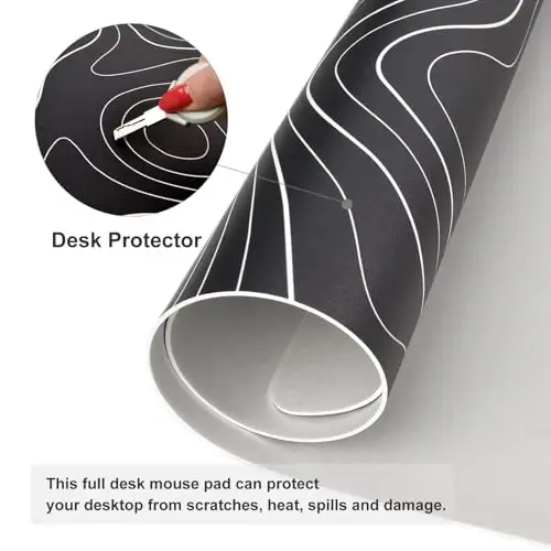 Colorful Star Large Mouse Pad, Black Topographic Desk Mat Office Supplies, Waterproof Faux Leather Big Gaming Mousepad, Black Topography Map Desk Pad Home Office Décor Accessories 31.5