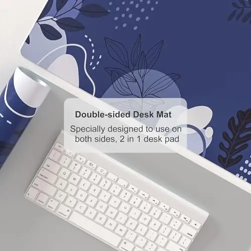 Colorful Star Large Mouse Pad, Botanical Desk Mat Office Supplies, Waterproof Faux Leather Big Gaming Mousepad, Blue Tropical Plants Desk Pad Home Office Décor Accessories 31.5