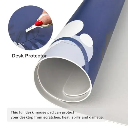 Colorful Star Large Mouse Pad, Botanical Desk Mat Office Supplies, Waterproof Faux Leather Big Gaming Mousepad, Blue Tropical Plants Desk Pad Home Office Décor Accessories 31.5