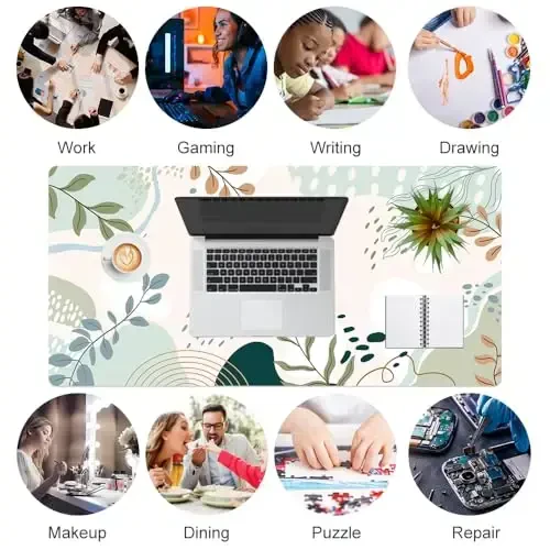 Colorful Star Large Mouse Pad, Green Pink Waterproof Desk Mat, Abstract Boho Double Sided Computer Gaming Mouse Pad, XXL Full Desk Mousepad Non Slip Desk Pad for School Office Home 31.5