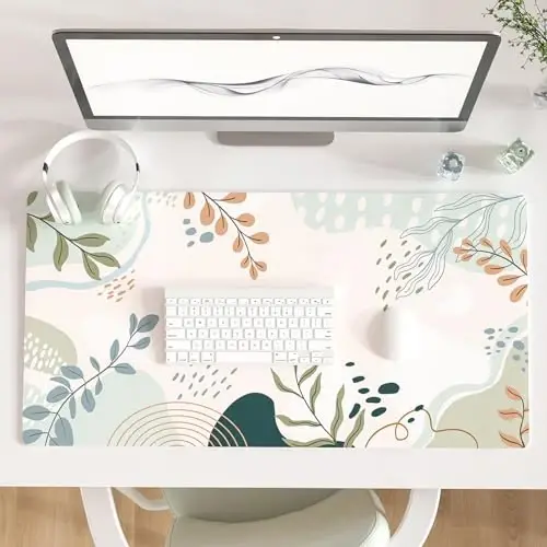Colorful Star Large Mouse Pad, Green Pink Waterproof Desk Mat, Abstract Boho Double Sided Computer Gaming Mouse Pad, XXL Full Desk Mousepad Non Slip Desk Pad for School Office Home 31.5