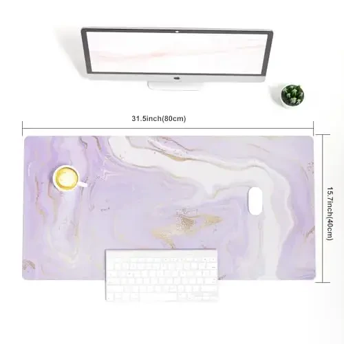 Colorful Star Large Mouse Pad, PU Leather Waterproof Desk Mat, Computer Gaming Mouse Pad, XXL Extended Full Mousepad Non Slip Desk Pad for School Office Home 31.5