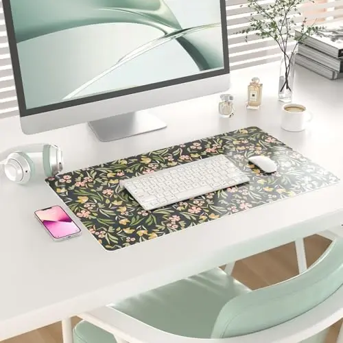 Colorful Star Large Mouse Pad, PU Leather Waterproof Desk Mat, Computer Gaming Mouse Pad, XXL Extended Mousepad Non Slip Desk Pad for School Office Home 23.6