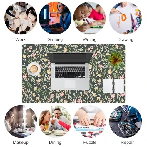 Colorful Star Large Mouse Pad, PU Leather Waterproof Desk Mat, Computer Gaming Mouse Pad, XXL Extended Mousepad Non Slip Desk Pad for School Office Home 23.6